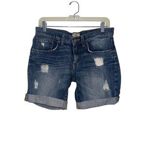 Levis Womens Distressed Denim Jean Shorts Size 6/28 Folded Hem